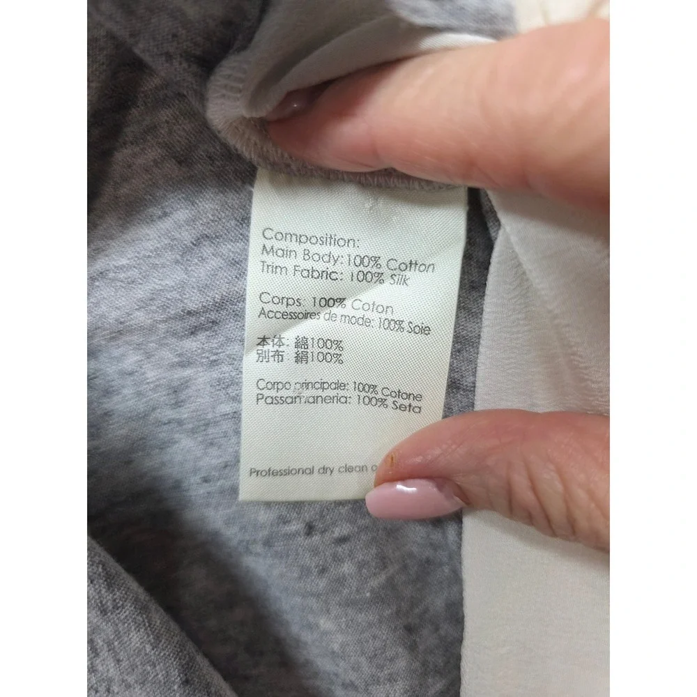 3.1 Phillip Lim Tank Top Womens Small Grey Ivory Good Silk Cotton Mixed Media